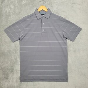 FJ FootJoy Mens Golf Polo Shirt Gray Striped Short Sleeve Size Small